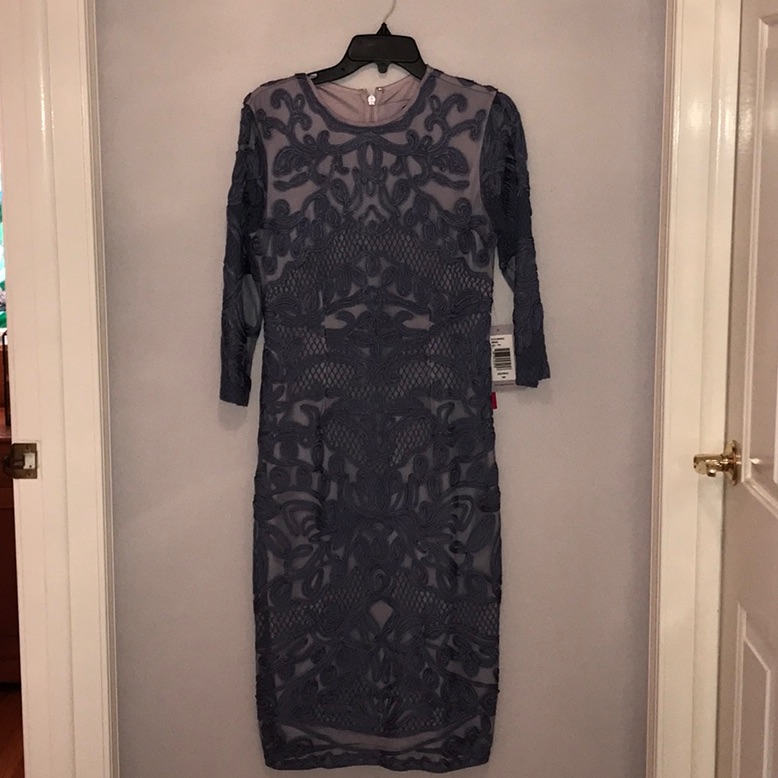 Elegant Navy Blue Lace Dress